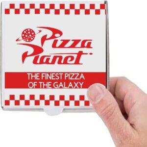 Mini Fun Pizza Planet White Pizza Boxes with Red Checkered Design, Pizza Planet
